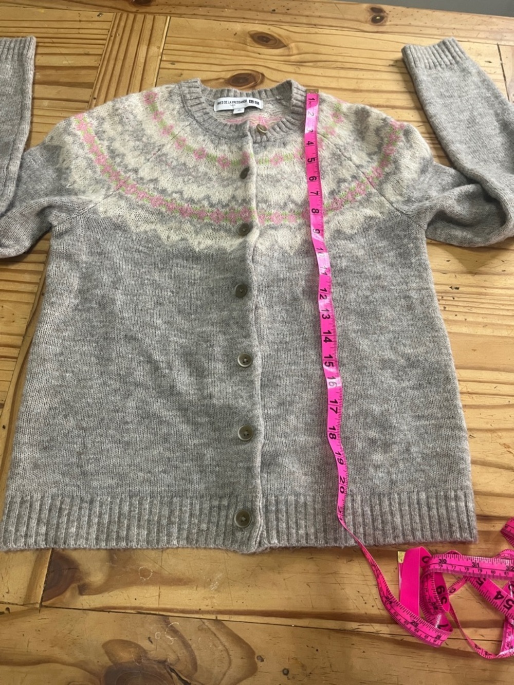 Ines de la Fressange Paris Gray Wool Cardigan Sweater - Picture 6 of 7